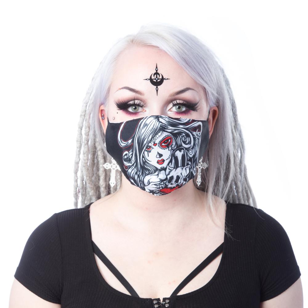 Vixxsin - CAT MUERTE Maske - Mundmaske - Schwarz